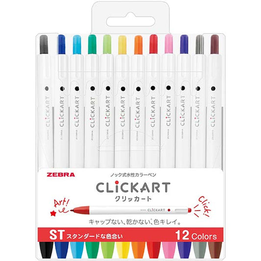 ZEBRA CLICKART färgpenna 0.6 mm Standard Colors 12 pack