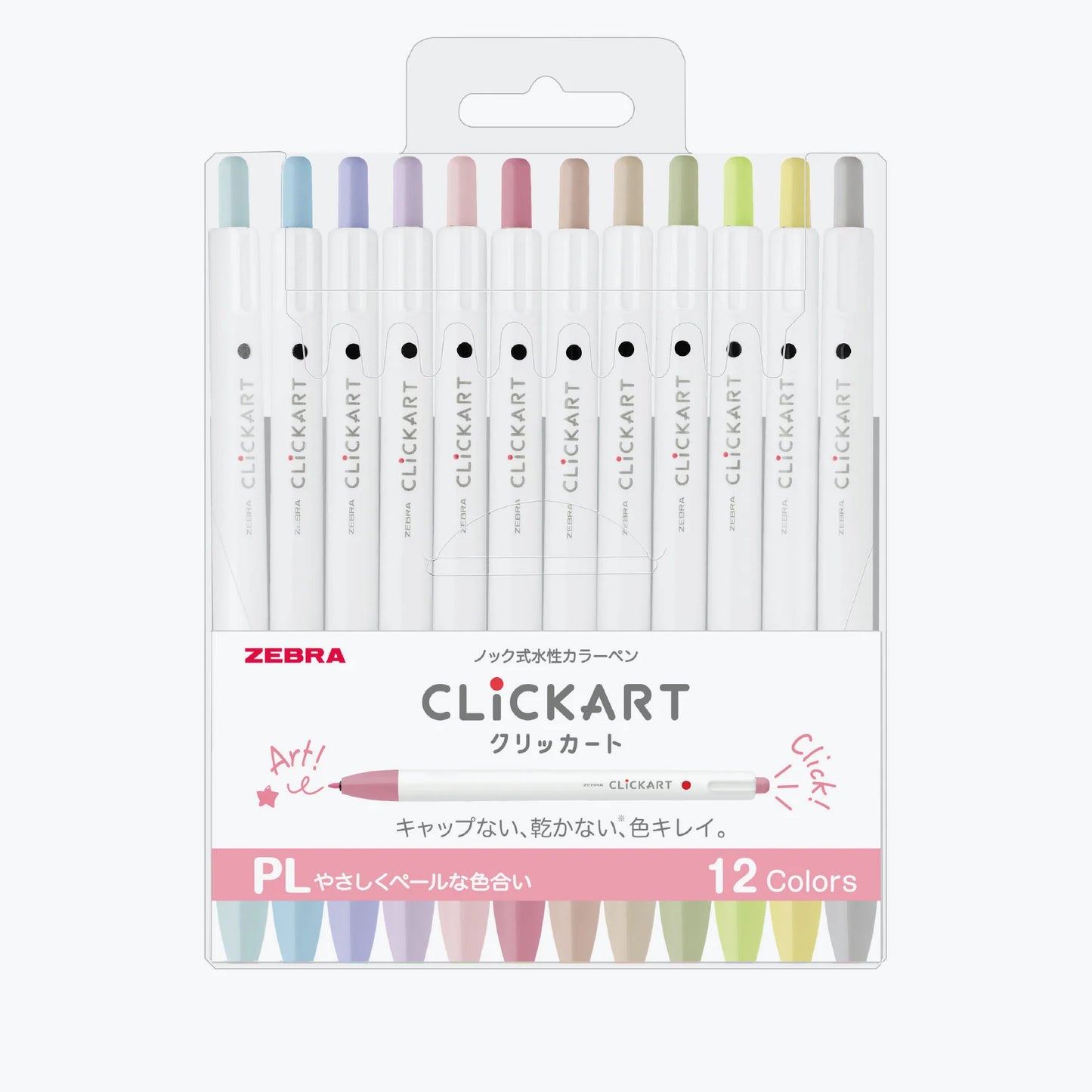 ZEBRA CLICKART färgpenna 0.6 mm Pale Colors 12 pack