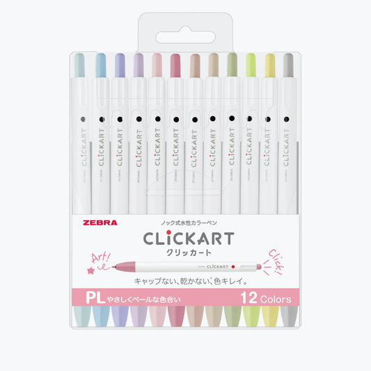 ZEBRA CLICKART färgpenna 0.6 mm Pale Colors 12 pack